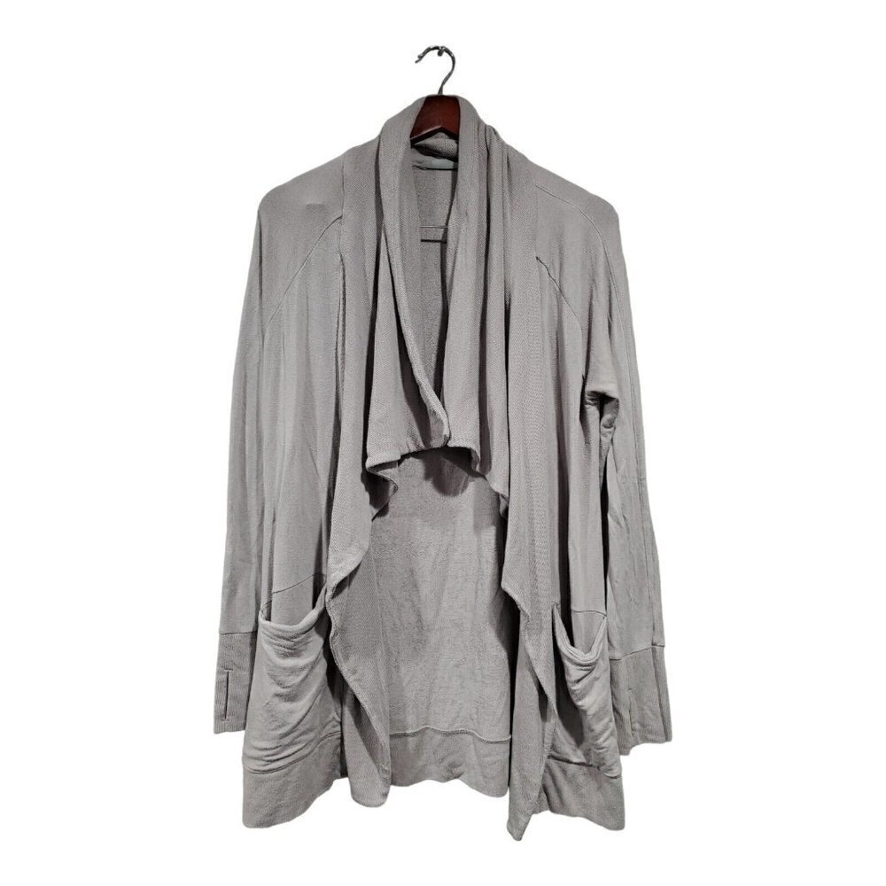 Athleta Studio Wrap Cardigan Womens Size S Sweater Magnetic Closure Gray…